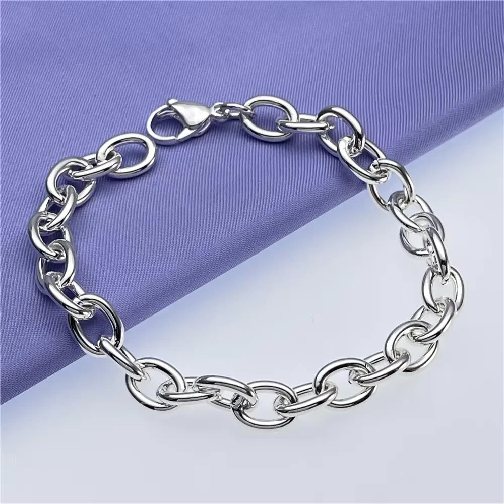 925 Sterling Silver Bracelet,  Women'S Basic Chain Bracelet, Wedding And Engagement Ornament, Party Jewelry