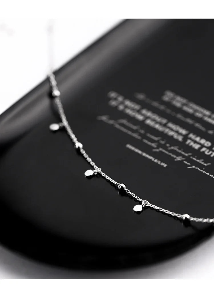 925 Sterling Silver Neck Chain Tassels Round Necklaces Women Jewelry Exquisite Elegant Aesthetic Charms Accessories Argent 925