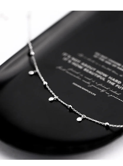 925 Sterling Silver Neck Chain Tassels Round Necklaces Women Jewelry Exquisite Elegant Aesthetic Charms Accessories Argent 925