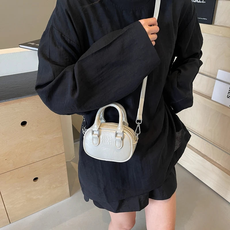 Red Bags 2025 New Women's Small Square Bag Mini Bowling Bags Shoulder Crossbody Box Packs Small Lipstick Cosmetics Purses Bolsas