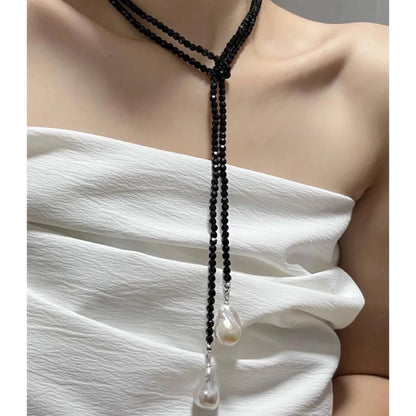 New Romantic Elegant Blue Crystal Shell Tassels Necklace for Women Luxury Charm Clavicle Chain Simple Wedding Jewelry Gifts