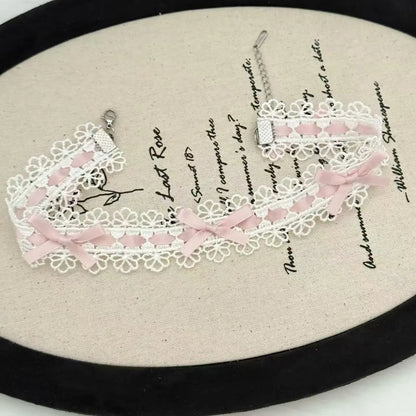 Sweet pure and lustful lace mesh knitted bow Lolita necklace choker collar high-end necklace for women