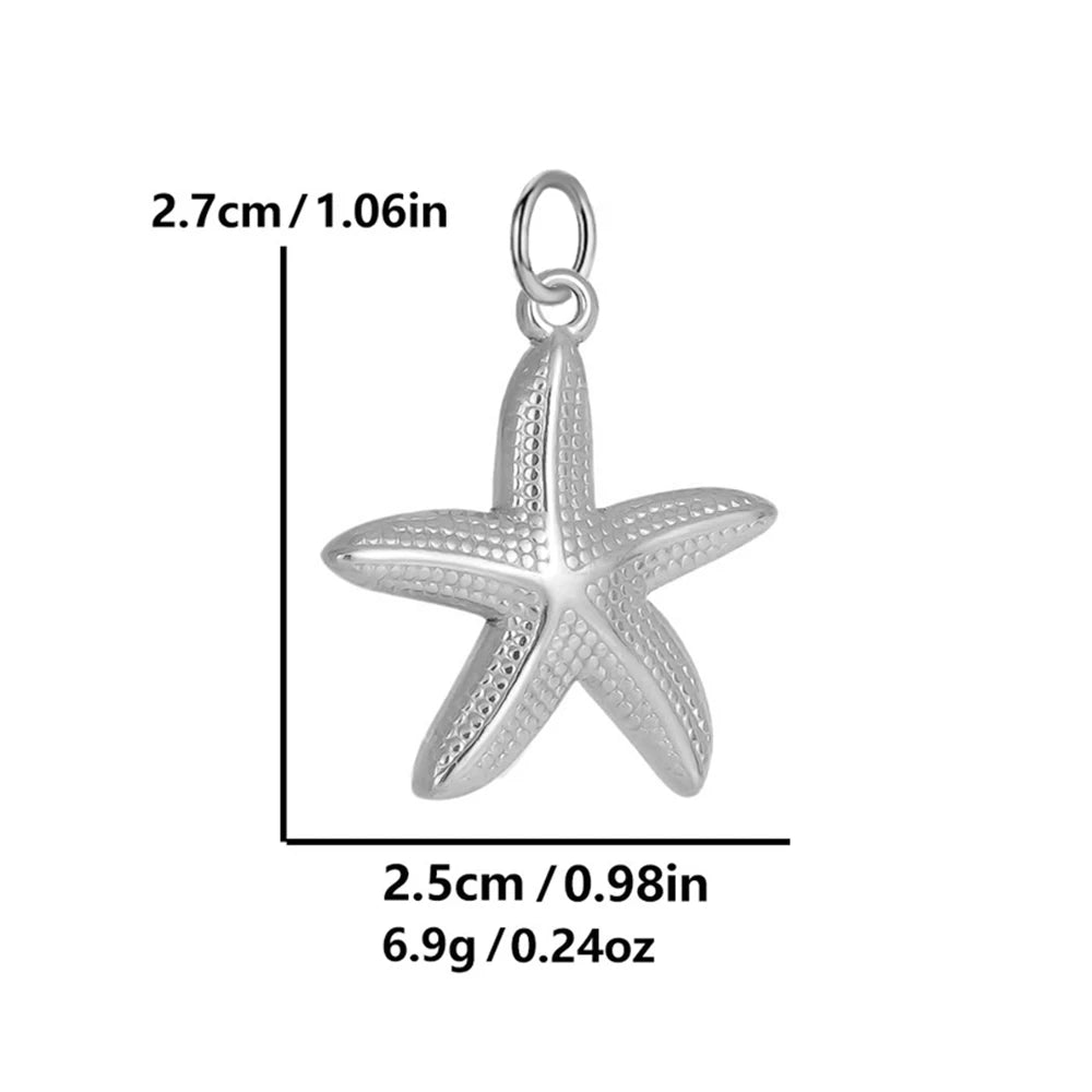 Necklaces Women Spring Buckle Chain Silvery Ocean Series Pendant Shell Conch Sea Star Pendants Stainless Steel Women's Jewelry