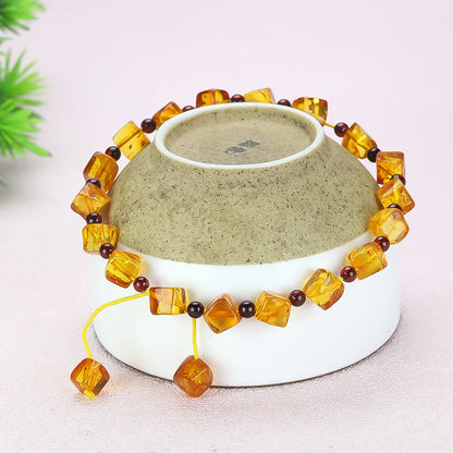 Natural Amber Bracelet Adjustable Rope Baltic Amber Tassel Charm Bracelet Bangle Women Healing Gemstone Fine Jewelry Accessories