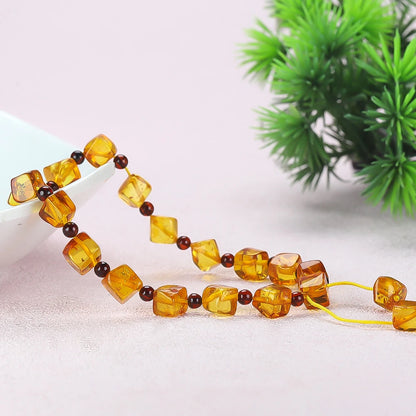 Natural Amber Bracelet Adjustable Rope Baltic Amber Tassel Charm Bracelet Bangle Women Healing Gemstone Fine Jewelry Accessories