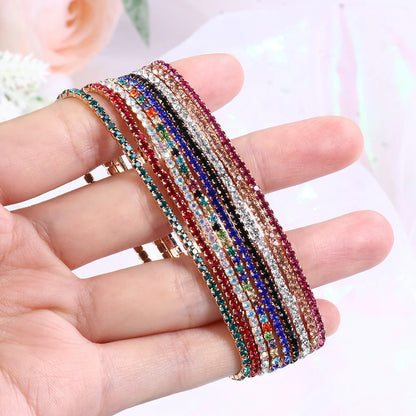 Luxury Rhinestone Elastic Bracelet Women Shiny Colorful Crystal Bangles Adjustable Layered Stackable Bracelet Wristband Jewelry