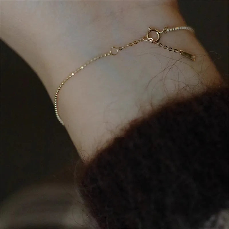 925 Sterling Silver Trendy Plated 14K Gold Bracelets Exquisite Beads Link Chain Adjustable Bracelet For Women Jewelry