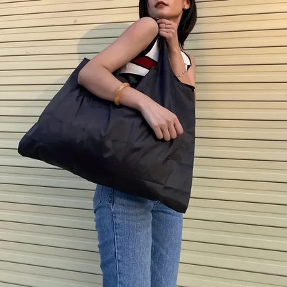 Large Capacity Foldable Portable Supermarket Environmentally Friendly Shopping Grocery Bag, Waterproof Shoulder Storage Bag