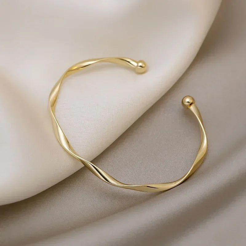 Fashion Trend Unique Design Elegant Exquisite Twist Simple Bracelet Women Jewelry Wedding Party Premium Gift