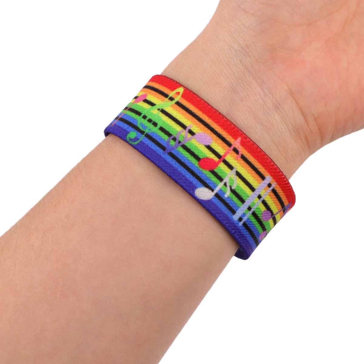 Musical Notes Bracelet For Women Men Armband Sport Wristband Rainbow Elastic Bangle Bracelets Fashion Accessories Gift