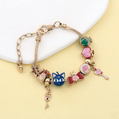 Cute Bracelet for Women - Gold Enamel Heart and Star Bow Bracelet Cute Everyday Wear Jewelry Cosplay Party Favor