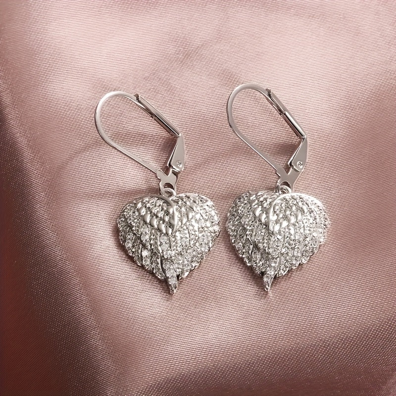Elegant Heart Circle Earrings with Micro Paved Zirconia - Sparkling Silver-Tone, Perfect for Birthdays, Valentine'S Day, and Daily Wear, Cute Earrings