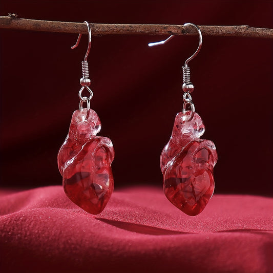 Creative Red Organ Heart Design Dangle Earrings Y2K Punk Style Resin Jewelry Creative Thing Match Daily Outfits Pick One U Prefer