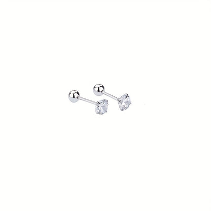 1pair Shiny Zirconia Stud Earrings - Non-Allergenic Artificial Diamonds for Girls - Perfect Gift Choice