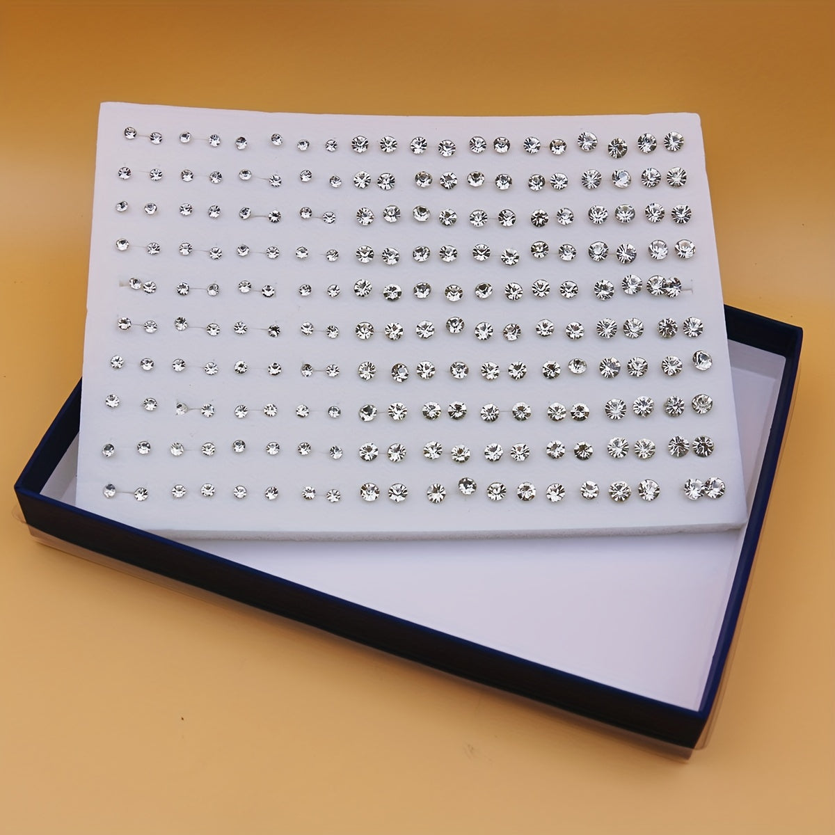 Large Set of 100 Pairs of Randomly Mixed Colorful Rhinestones Simple Fashion Shiny Plastic Glue Needle Earrings