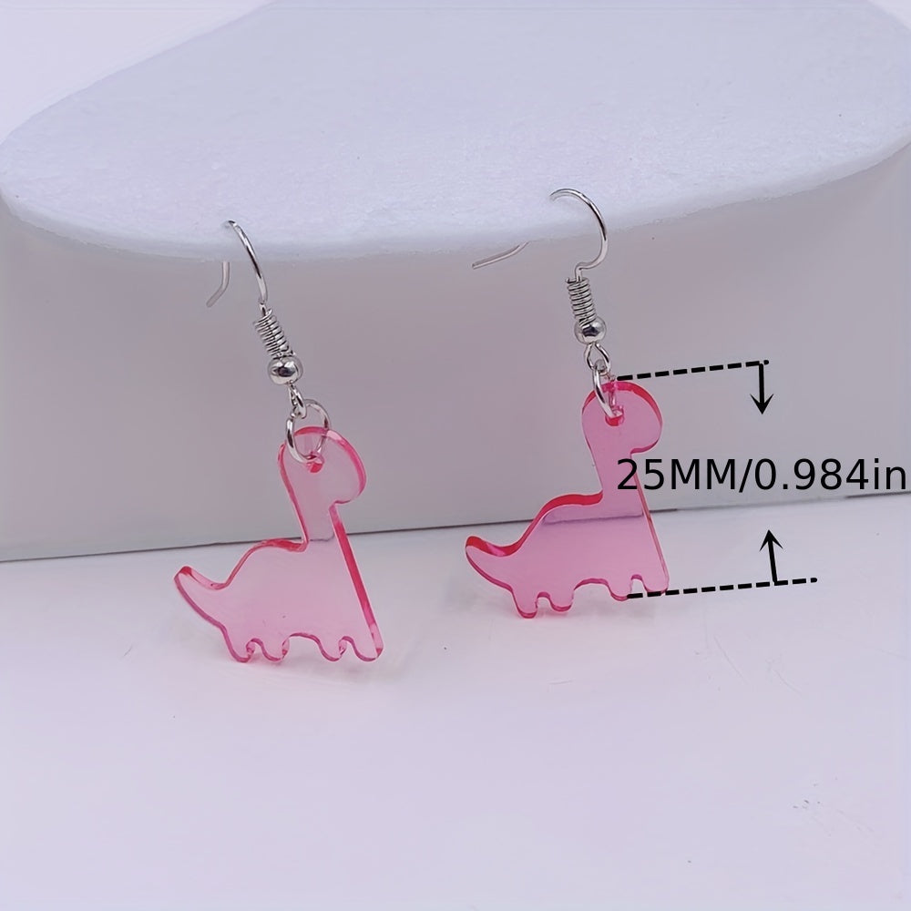 Cute Cartoon Dinosaur Acrylic Earrings - Add Some Fun To Your Look!