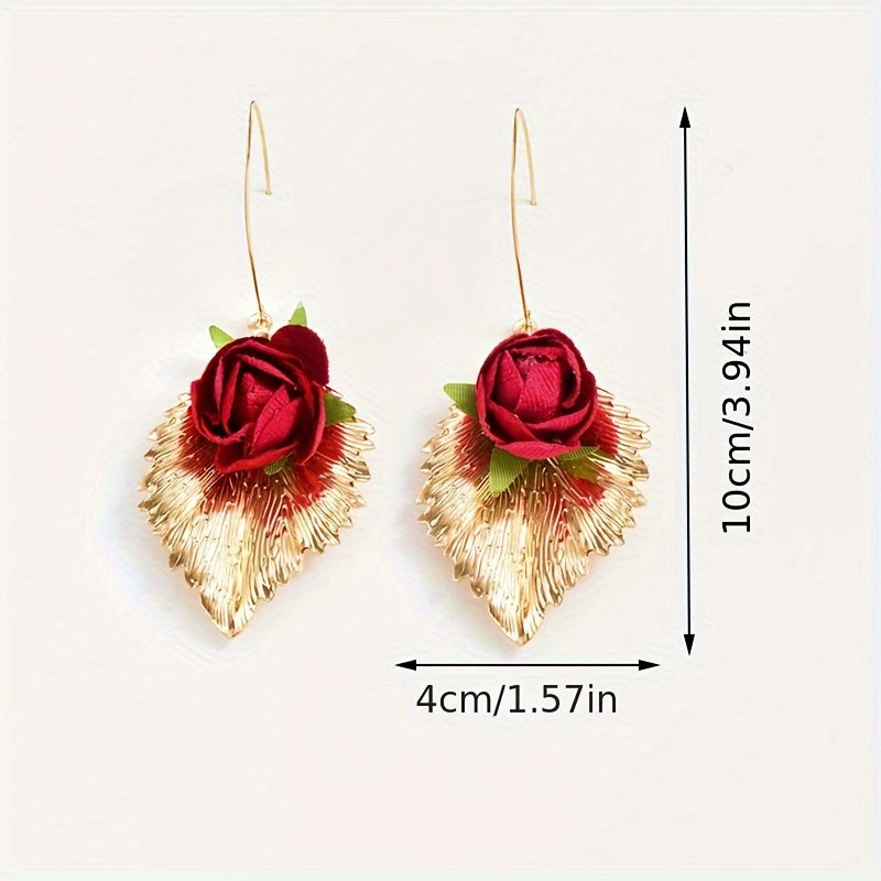 [Popular Choice] Colorful Bohemian Tassel Fabric Flower Earrings - Vibrant Polyester Dangle Earrings with Stainless Steel Hooks for Daily & Party Wear, All-Season Boho Chic Style