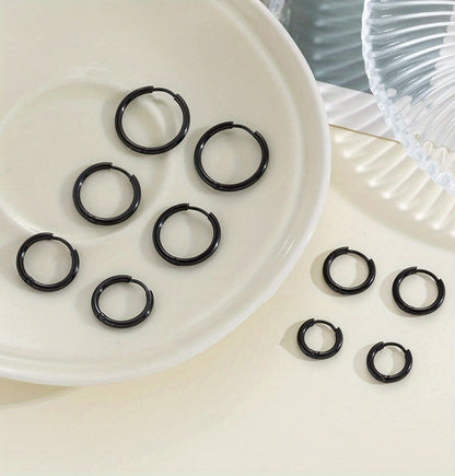 5pcs Stainless Steel Earrings Round Wire Earrings Hooks Loop Drop Dangles Set, Huggie Hoop Earring Hooks For Men