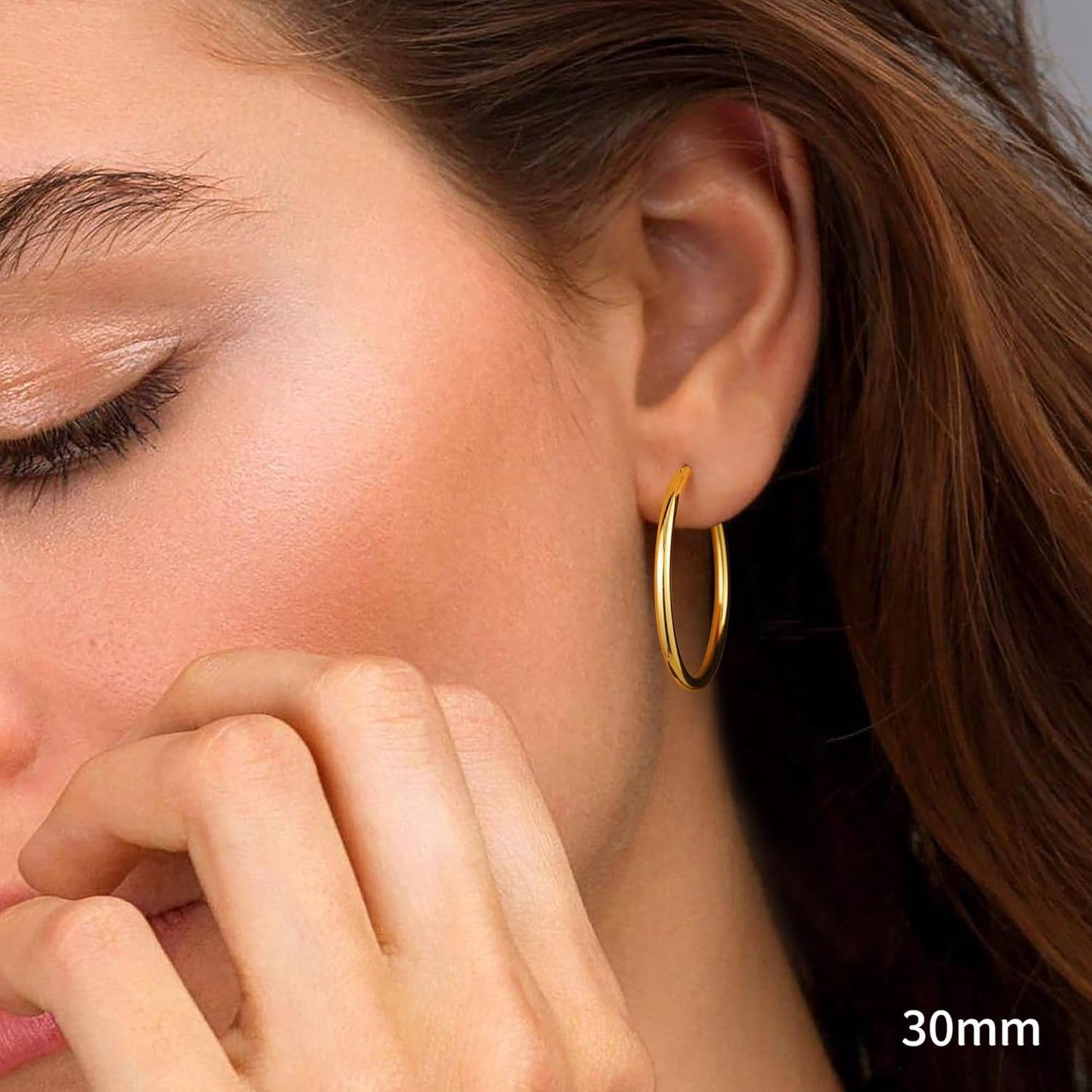 Gold Hoop Earrings for Women - Hypoallergenic 14K Real Gold 925 Sterling Silver Post Sensitive Ears Nickel Free Hoops Earrings Set for Women Jewelry Lightweight 13-60Mm