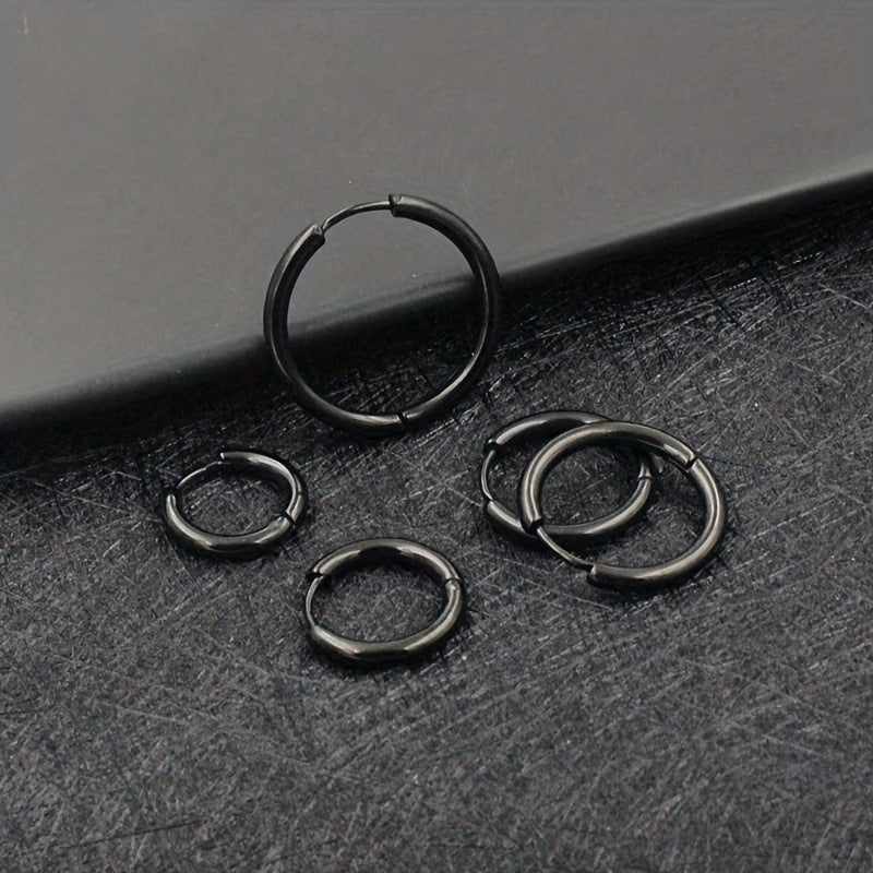 5pcs Stainless Steel Earrings Round Wire Earrings Hooks Loop Drop Dangles Set, Huggie Hoop Earring Hooks For Men