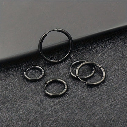 5pcs Stainless Steel Earrings Round Wire Earrings Hooks Loop Drop Dangles Set, Huggie Hoop Earring Hooks For Men