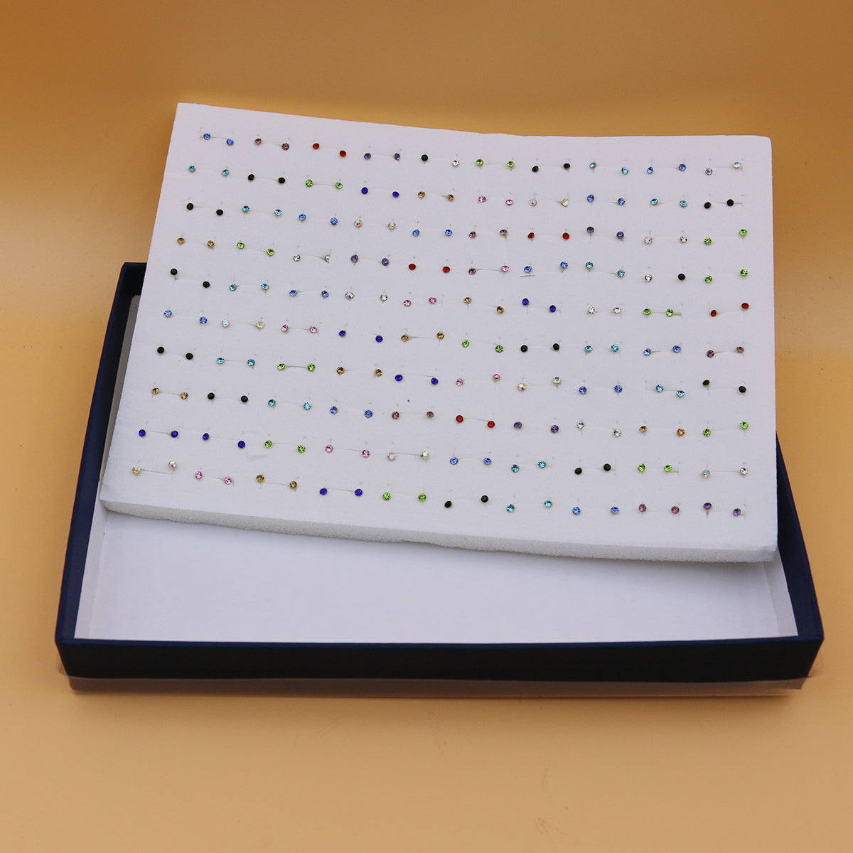 Large Set of 100 Pairs of Randomly Mixed Colorful Rhinestones Simple Fashion Shiny Plastic Glue Needle Earrings