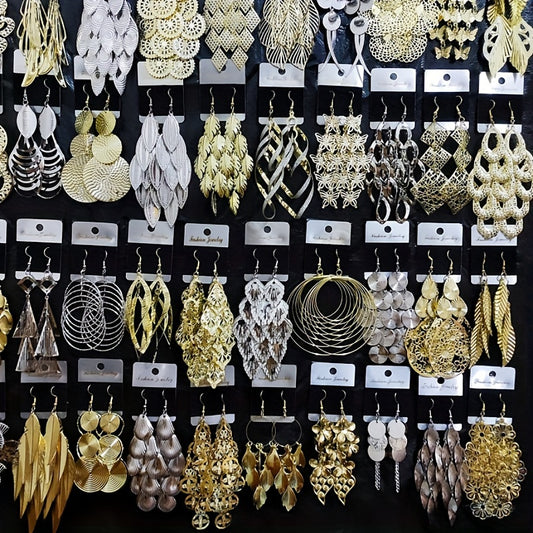 10/20pcs Exquisite Long Dangle Earrings Set - Drop & Dangle Jewelry with Elegant Steel Hooks, Butterfly Leaf, Spiral Waterdrops Charms, and Exaggerated Metal Drops - Perfect Gift for Women