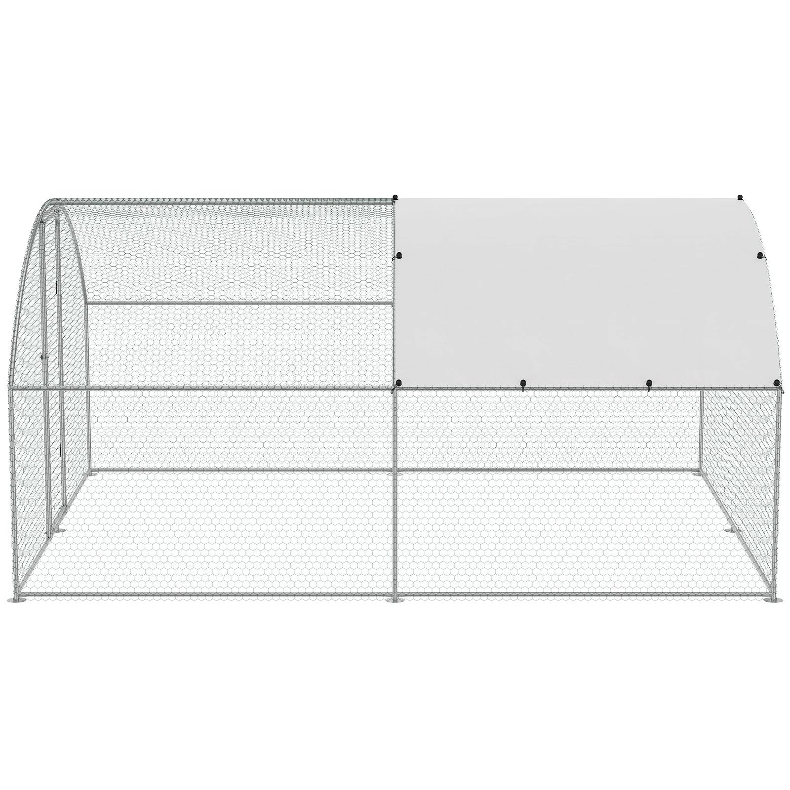 VEVOR Large Metal Chicken Coop, 9.8X12.9X6.5 Ft Walk in Chicken Run for Yard with Waterproof Cover, Doom Roof Hen House with Security Lock for Outdoor and Backyard, Farm, Duck Rabbit Cage Poultry Pen