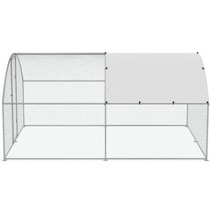 VEVOR Large Metal Chicken Coop, 9.8X12.9X6.5 Ft Walk in Chicken Run for Yard with Waterproof Cover, Doom Roof Hen House with Security Lock for Outdoor and Backyard, Farm, Duck Rabbit Cage Poultry Pen