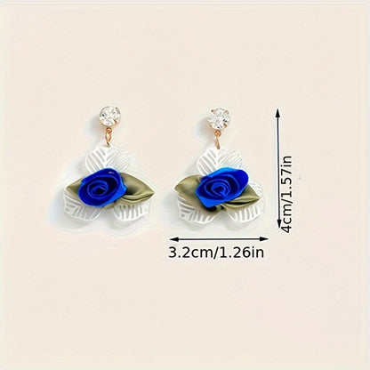 [Popular Choice] Colorful Bohemian Tassel Fabric Flower Earrings - Vibrant Polyester Dangle Earrings with Stainless Steel Hooks for Daily & Party Wear, All-Season Boho Chic Style