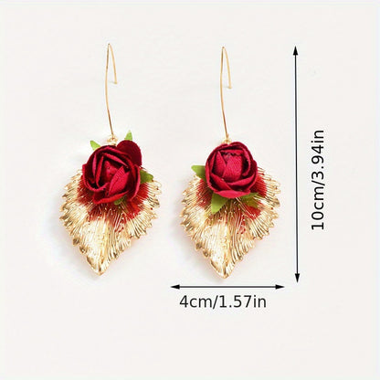 [Popular Choice] Colorful Bohemian Tassel Fabric Flower Earrings - Vibrant Polyester Dangle Earrings with Stainless Steel Hooks for Daily & Party Wear, All-Season Boho Chic Style