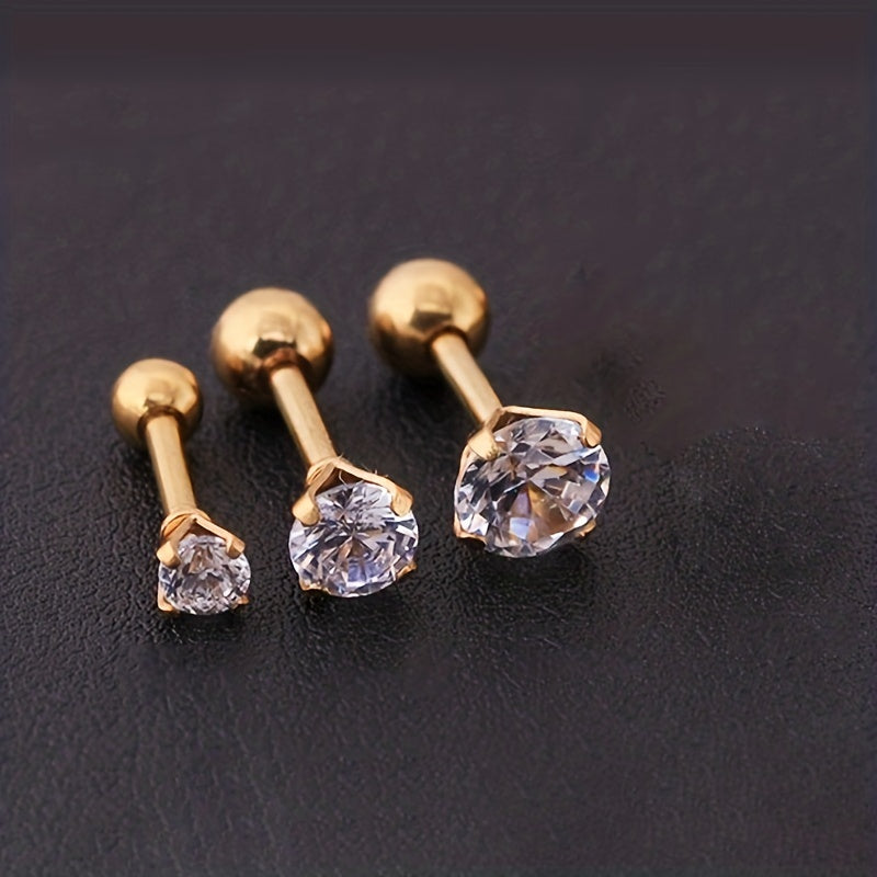 1pair Shiny Zirconia Stud Earrings - Non-Allergenic Artificial Diamonds for Girls - Perfect Gift Choice