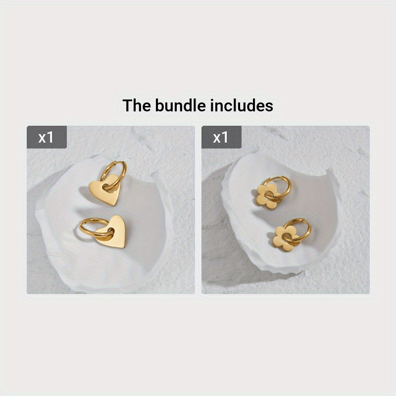 A Pair of Golden Plated Stainless Steel Vintage Earrings for Men, Trendy Stylish