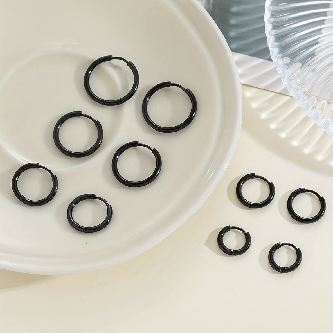 5pcs Stainless Steel Earrings Round Wire Earrings Hooks Loop Drop Dangles Set, Huggie Hoop Earring Hooks For Men