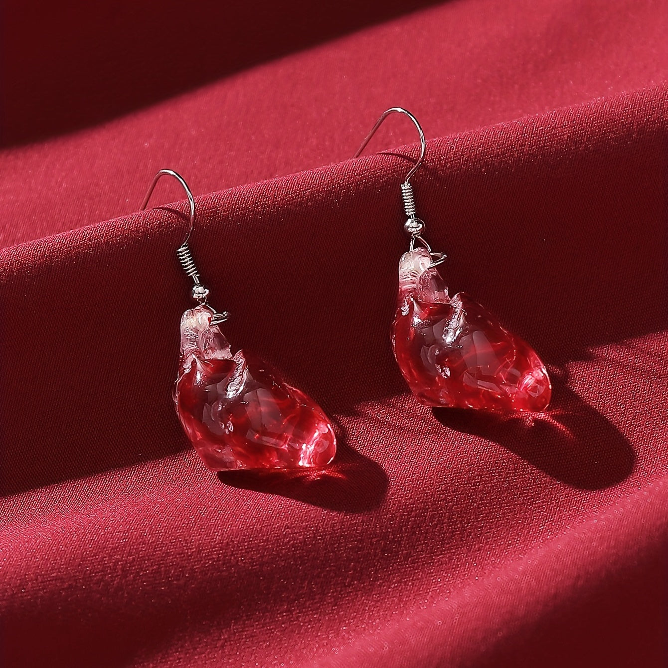 Creative Red Organ Heart Design Dangle Earrings Y2K Punk Style Resin Jewelry Creative Thing Match Daily Outfits Pick One U Prefer