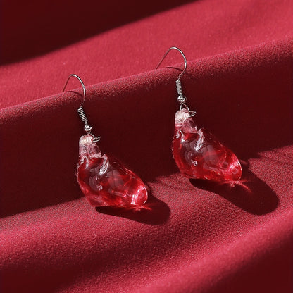 Creative Red Organ Heart Design Dangle Earrings Y2K Punk Style Resin Jewelry Creative Thing Match Daily Outfits Pick One U Prefer