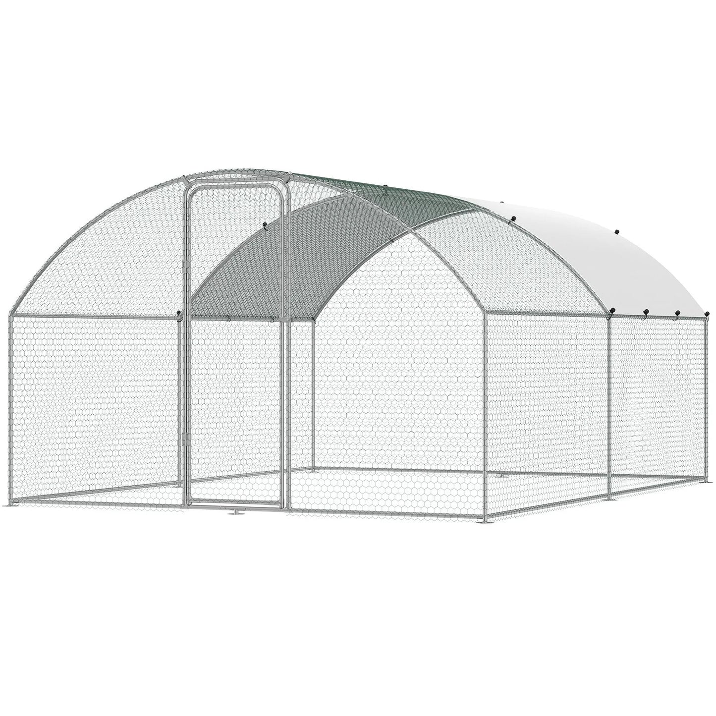 VEVOR Large Metal Chicken Coop, 9.8X12.9X6.5 Ft Walk in Chicken Run for Yard with Waterproof Cover, Doom Roof Hen House with Security Lock for Outdoor and Backyard, Farm, Duck Rabbit Cage Poultry Pen