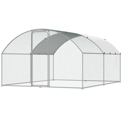 VEVOR Large Metal Chicken Coop, 9.8X12.9X6.5 Ft Walk in Chicken Run for Yard with Waterproof Cover, Doom Roof Hen House with Security Lock for Outdoor and Backyard, Farm, Duck Rabbit Cage Poultry Pen