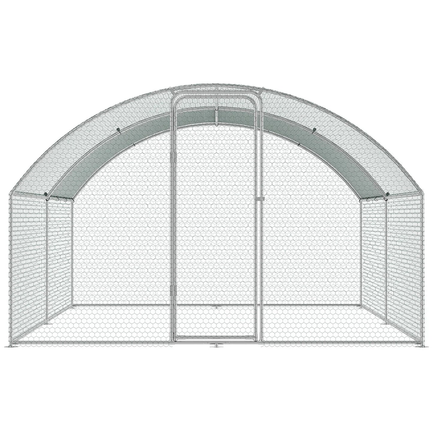 VEVOR Large Metal Chicken Coop, 9.8X12.9X6.5 Ft Walk in Chicken Run for Yard with Waterproof Cover, Doom Roof Hen House with Security Lock for Outdoor and Backyard, Farm, Duck Rabbit Cage Poultry Pen