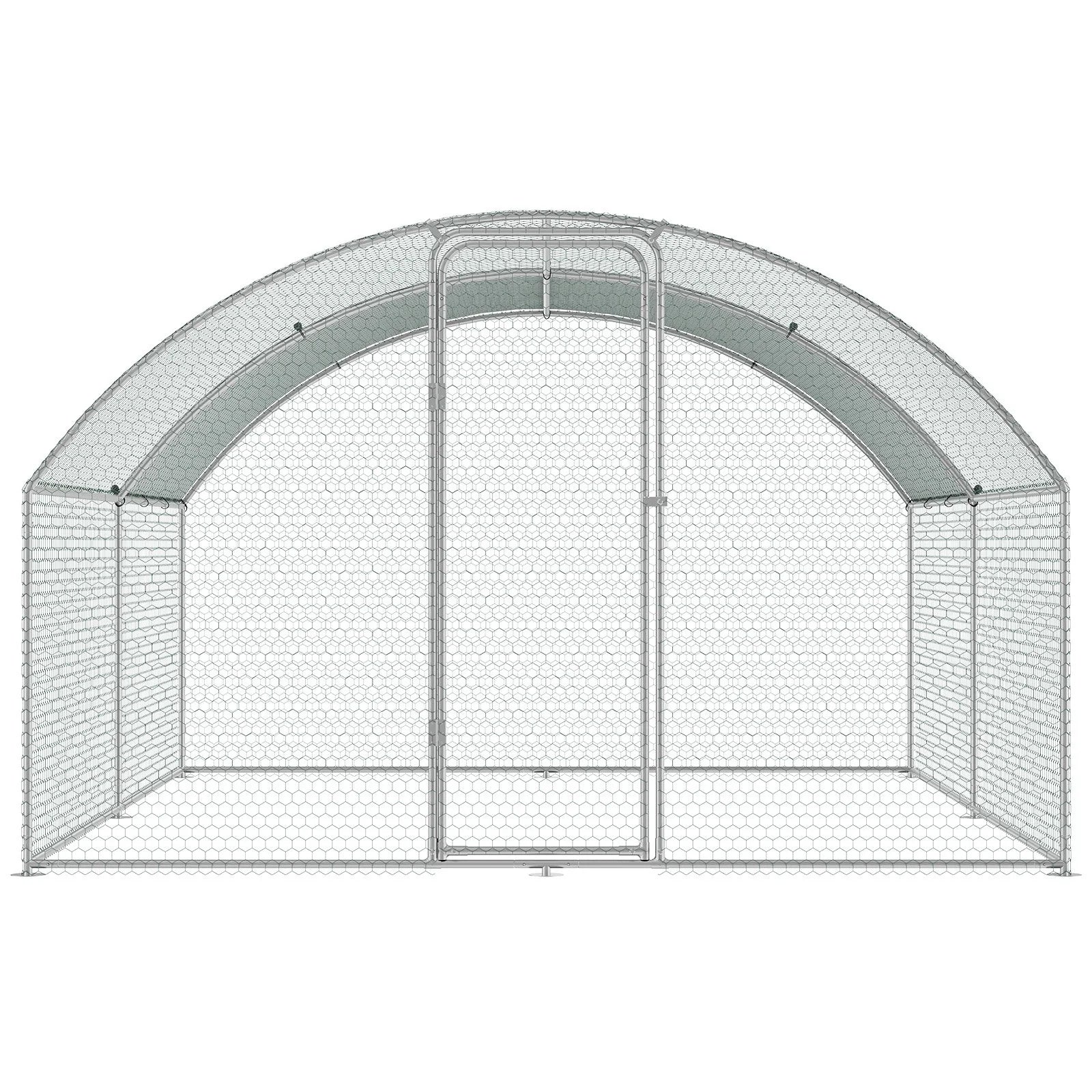 VEVOR Large Metal Chicken Coop, 9.8X12.9X6.5 Ft Walk in Chicken Run for Yard with Waterproof Cover, Doom Roof Hen House with Security Lock for Outdoor and Backyard, Farm, Duck Rabbit Cage Poultry Pen