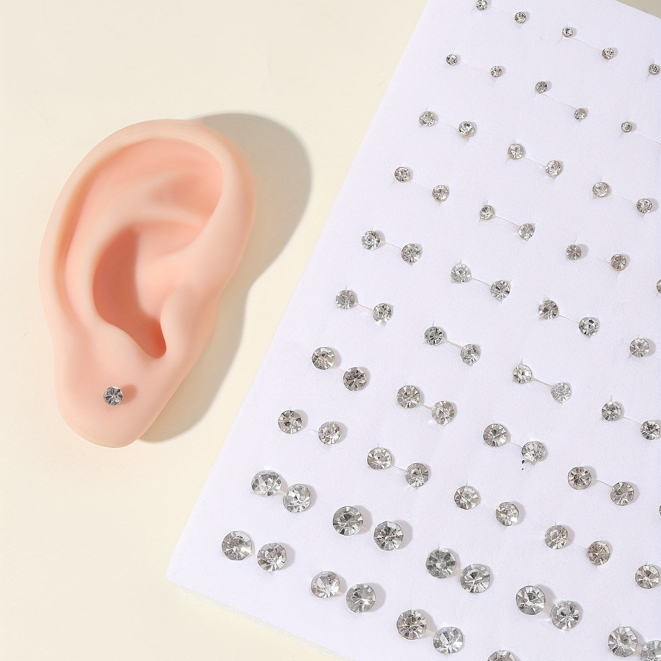 Large Set of 100 Pairs of Randomly Mixed Colorful Rhinestones Simple Fashion Shiny Plastic Glue Needle Earrings