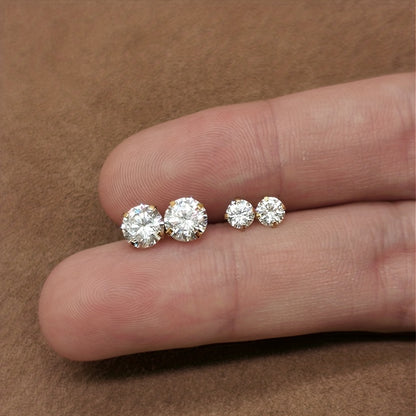 1pair Shiny Zirconia Stud Earrings - Non-Allergenic Artificial Diamonds for Girls - Perfect Gift Choice