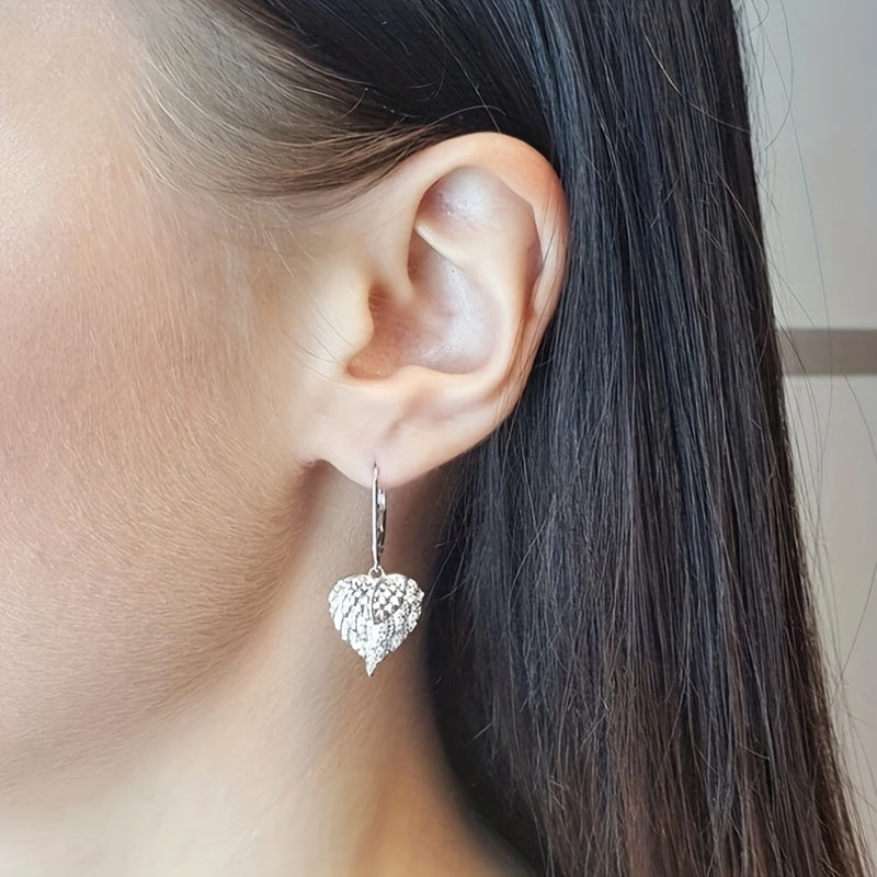 Elegant Heart Circle Earrings with Micro Paved Zirconia - Sparkling Silver-Tone, Perfect for Birthdays, Valentine'S Day, and Daily Wear, Cute Earrings